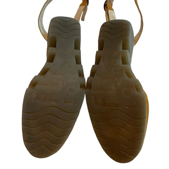 Fly London Mustard Yellow Wedge Sandals Peep Toe Ankle Wrap Shoes - Picture 5 of 6